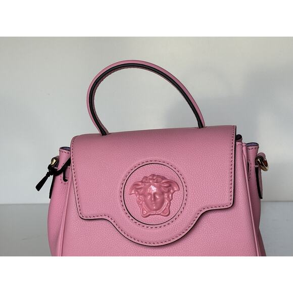 NWT $2125 Versace Top Handle Leather Pink Small Shoulder Bag DBFI040 Italy - Picture 6 of 16